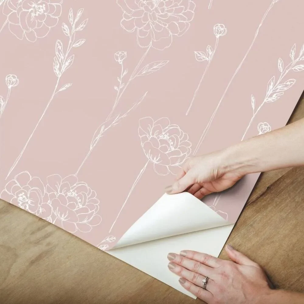 Maisey Peel and Stick Wallpaper Pink - Removable Vinyl Abstract 30.8 Sq Ft
